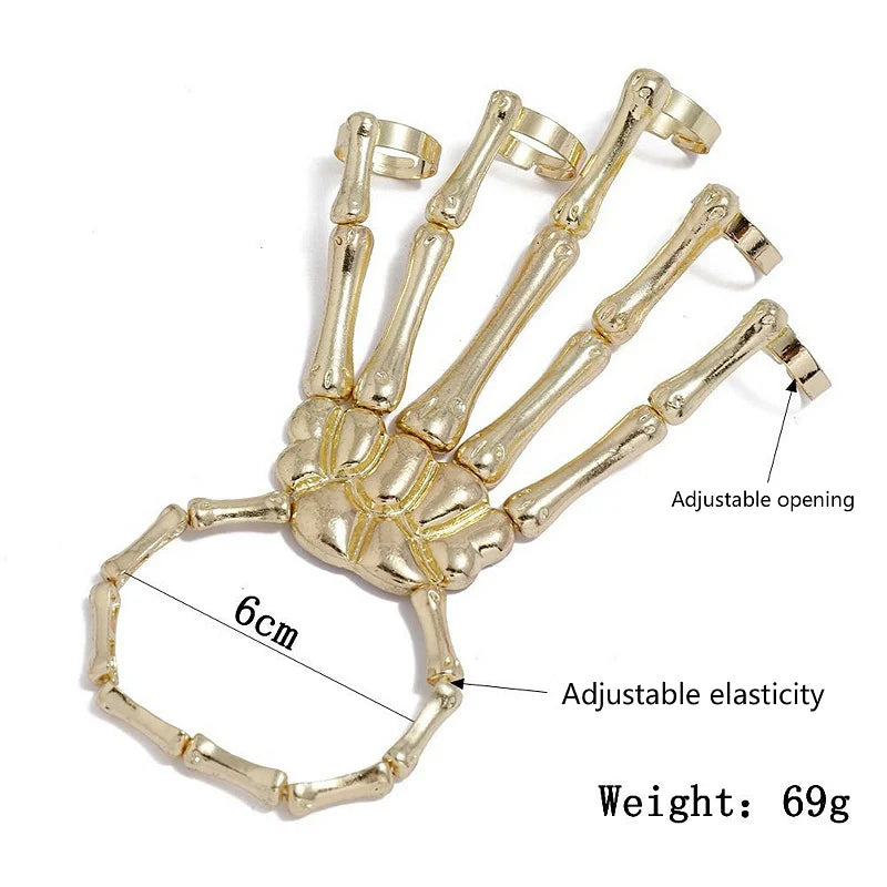 Steam Punk Skull Skeleton Bracelet For Men Gothic Hand Elasticity Adjustable Couple Women Bracelet Bangles Jewelry