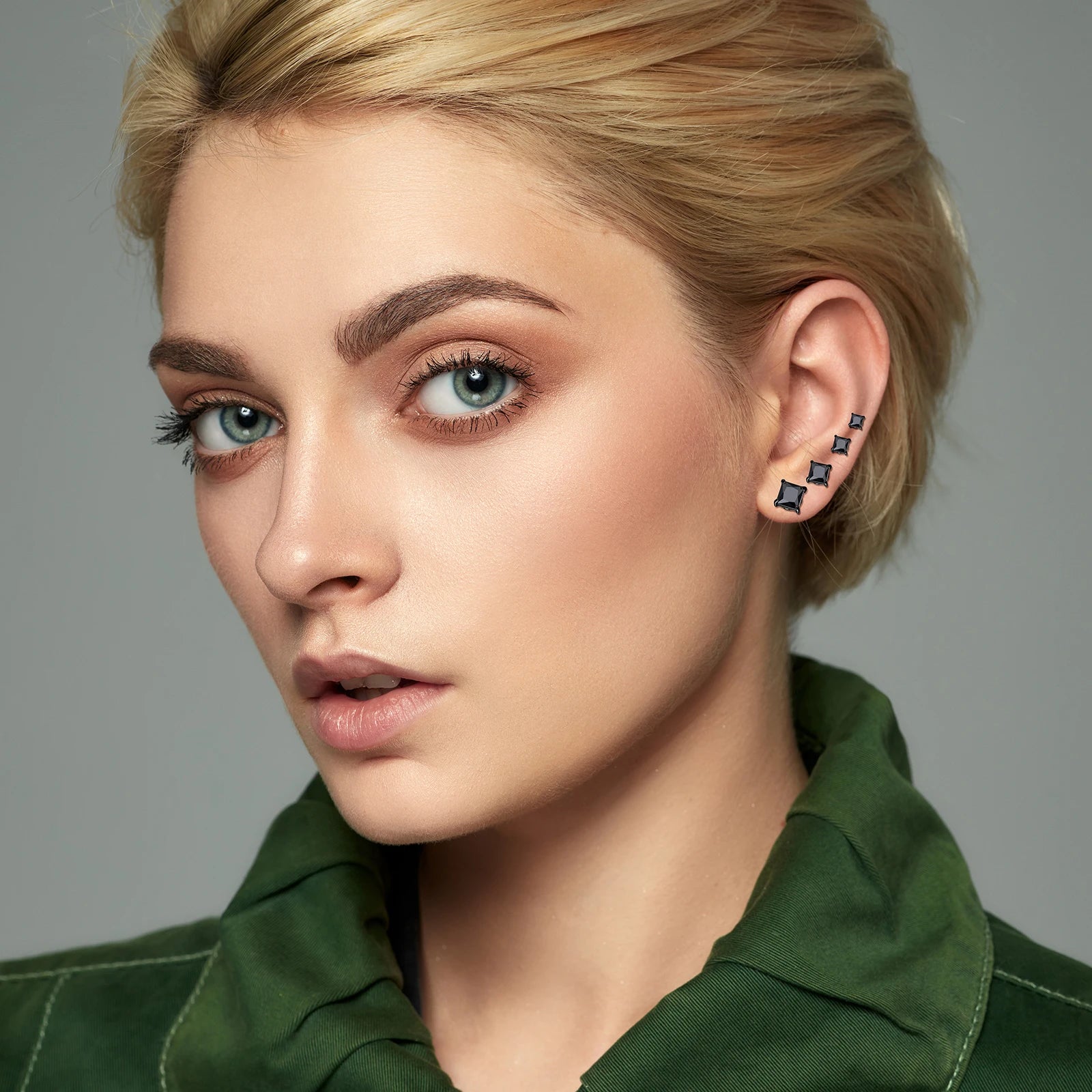 BONISKISS 4 pairs of Neutral Magnetic Stud Earrings Hypoallergenic Stainless Steel Cubic Zircon Clip Earrings Women Jewelry