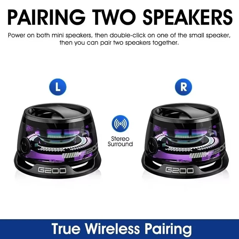 VIKEFON Portable Mini Bluetooth Speaker G200 RGB Lighting Magnetic Speaker BT5.3 Mini Sound Box 7 Hours Playback Phone Holder