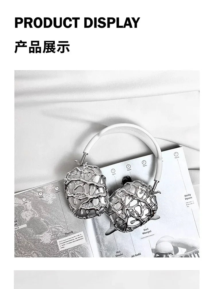 Original Airpods Max Cases Cover Cool Decoration Metallic Liquid Thorn Design Suitable for Headphones Headset Accessories Y2K
