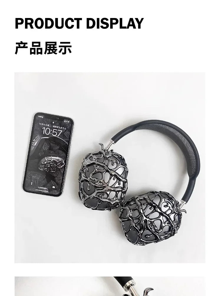 Original Airpods Max Cases Cover Cool Decoration Metallic Liquid Thorn Design Suitable for Headphones Headset Accessories Y2K