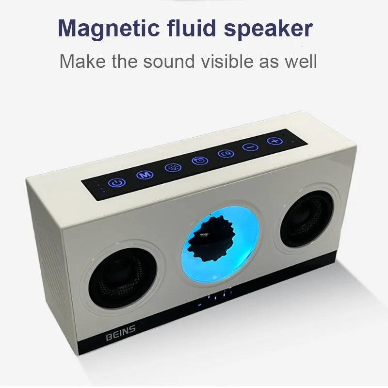 Magnetic Fluid Pickup Bluetooth Speaker with Clock Powerful HIFI Stereo Surround Subwoofer BT5.3 Game Desktop TF AUX USB Audio
