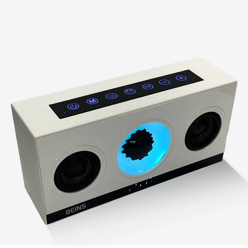 Magnetic Fluid Pickup Bluetooth Speaker with Clock Powerful HIFI Stereo Surround Subwoofer BT5.3 Game Desktop TF AUX USB Audio