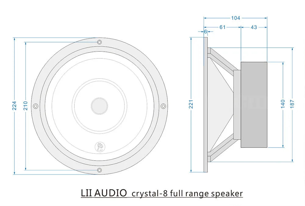 LII AUDIO CRYSTAL- 8 Full Frequency Speaker 8-inch 8ohm/50-80W Unit (1PCS)