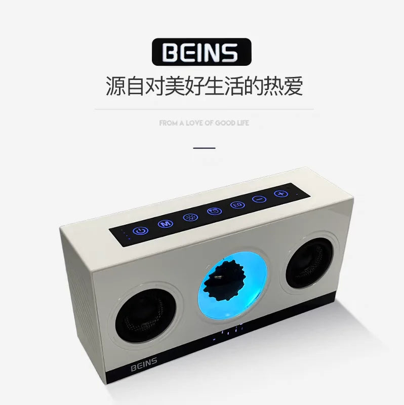 Magnetic Fluid Pickup Bluetooth Speaker with Clock Powerful HIFI Stereo Surround Subwoofer BT5.3 Game Desktop TF AUX USB Audio