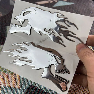 Liquid Metal Fire Stickers - Silver