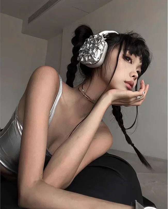 Original Airpods Max Cases Cover Cool Decoration Metallic Liquid Thorn Design Suitable for Headphones Headset Accessories Y2K