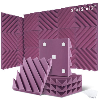 Acoustic Panels With A Diagonal Pattern - Purple / 12 Pcs / High Density