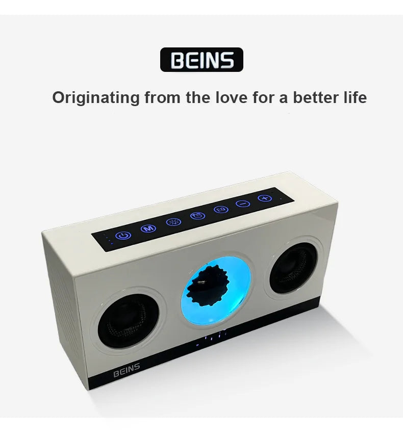 Magnetic Fluid Pickup Bluetooth Speaker with Clock Powerful HIFI Stereo Surround Subwoofer BT5.3 Game Desktop TF AUX USB Audio