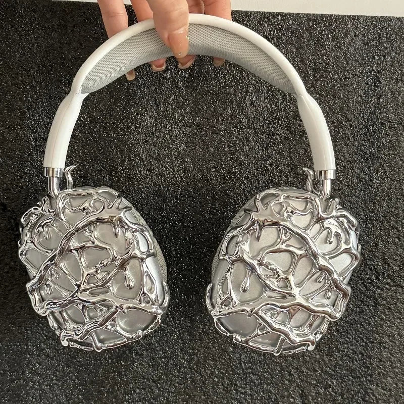 Original Airpods Max Cases Cover Cool Decoration Metallic Liquid Thorn Design Suitable for Headphones Headset Accessories Y2K
