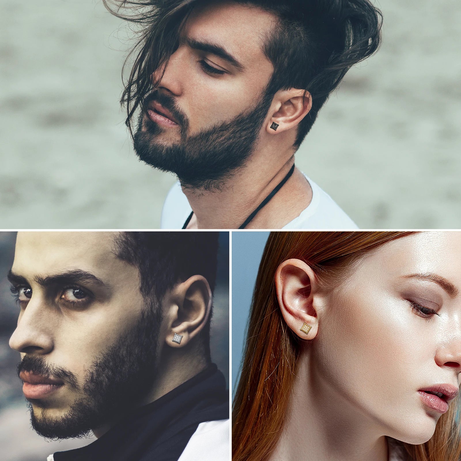 BONISKISS 4 pairs of Neutral Magnetic Stud Earrings Hypoallergenic Stainless Steel Cubic Zircon Clip Earrings Women Jewelry