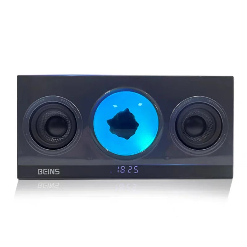 Magnetic Fluid Pickup Bluetooth Speaker with Clock Powerful HIFI Stereo Surround Subwoofer BT5.3 Game Desktop TF AUX USB Audio