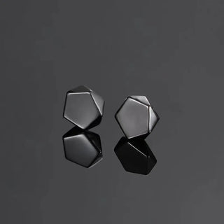 Pentagon Magnetic Earrings - Black 1 pair Clip