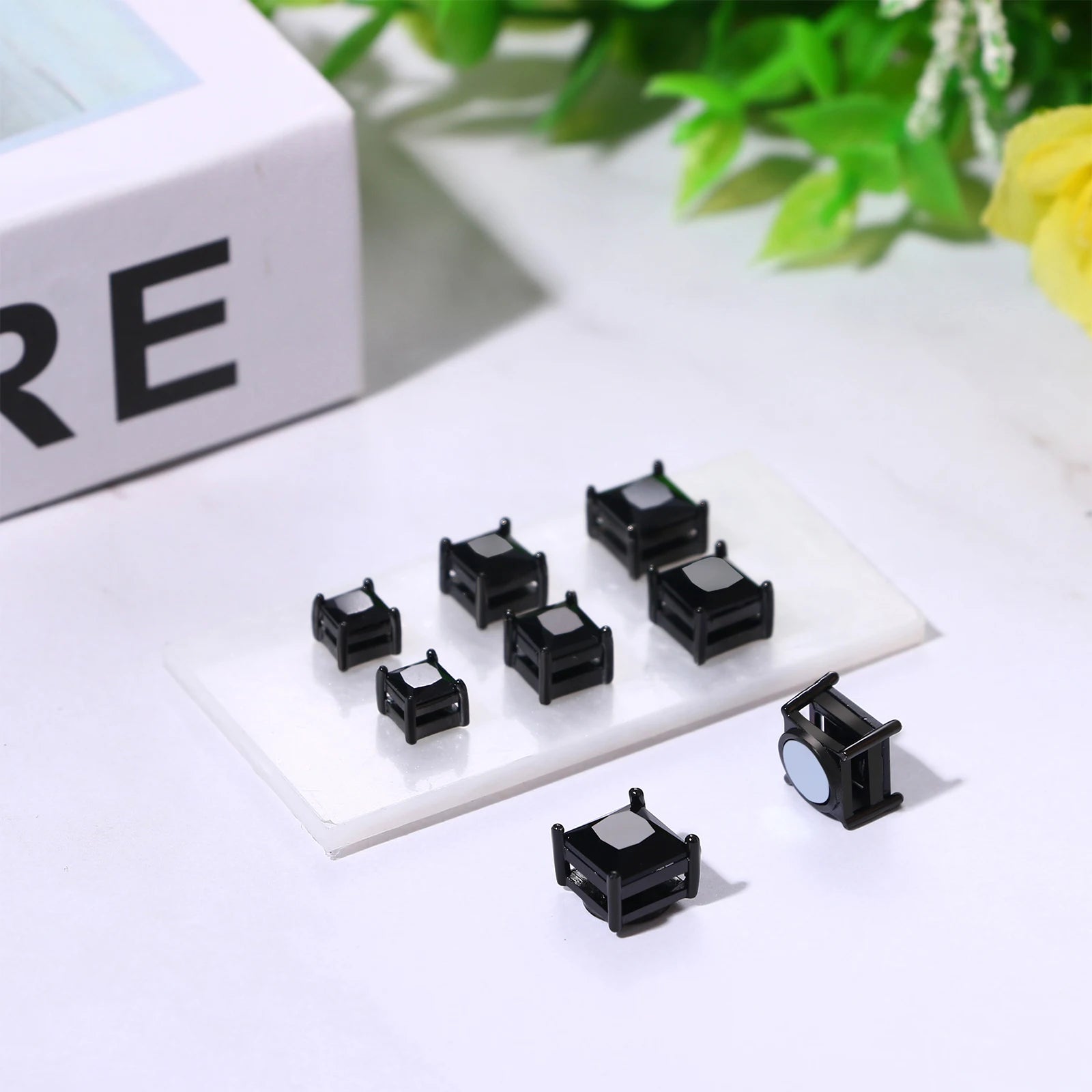 BONISKISS 4 pairs of Neutral Magnetic Stud Earrings Hypoallergenic Stainless Steel Cubic Zircon Clip Earrings Women Jewelry