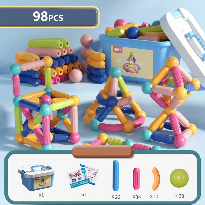 Magnetic Sticks Building Blocks Toys For Kids Montessori Educational Preschool Toddler Toy Magnet Construction Set Gift