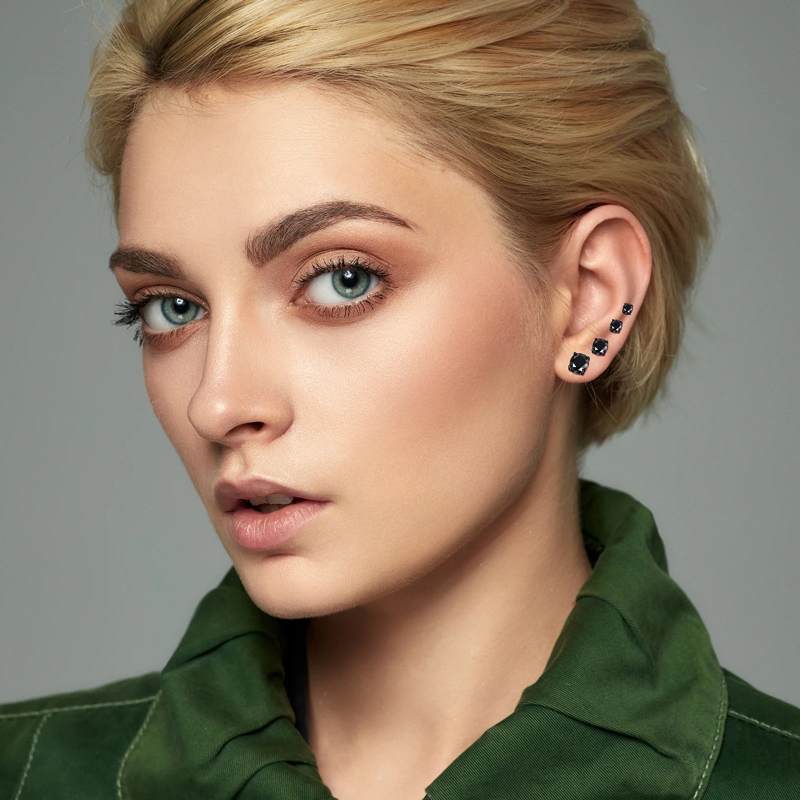 BONISKISS 4 pairs of Neutral Magnetic Stud Earrings Hypoallergenic Stainless Steel Cubic Zircon Clip Earrings Women Jewelry