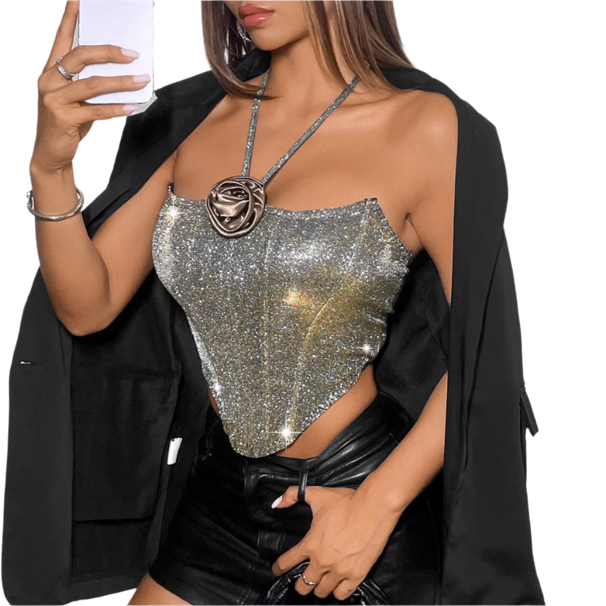 Metalic Rose Top
