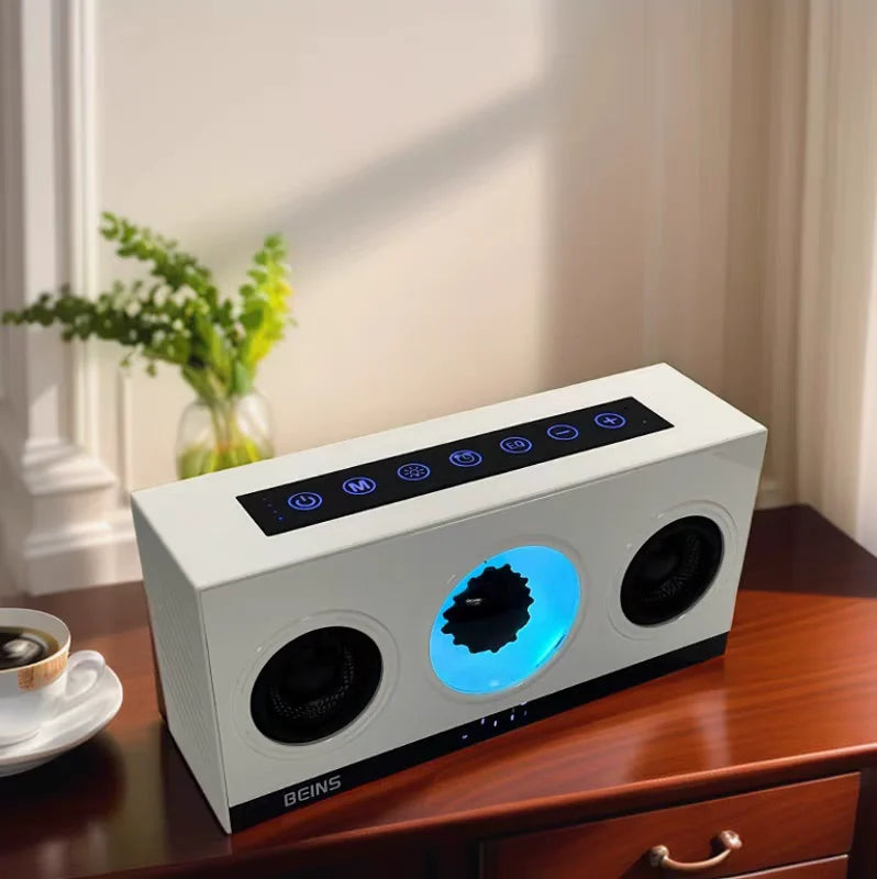 Magnetic Fluid Pickup Bluetooth Speaker with Clock Powerful HIFI Stereo Surround Subwoofer BT5.3 Game Desktop TF AUX USB Audio