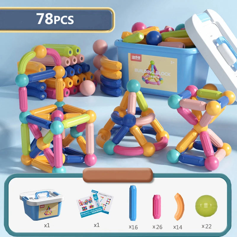Magnetic Sticks Building Blocks Toys For Kids Montessori Educational Preschool Toddler Toy Magnet Construction Set Gift