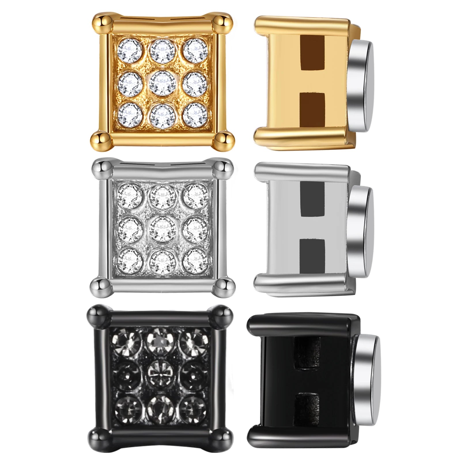 BONISKISS 4 pairs of Neutral Magnetic Stud Earrings Hypoallergenic Stainless Steel Cubic Zircon Clip Earrings Women Jewelry