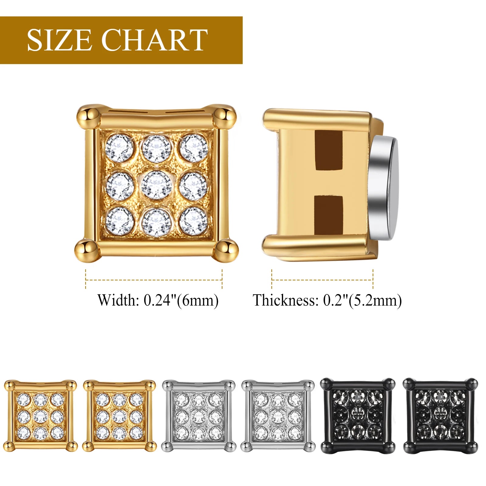 BONISKISS 4 pairs of Neutral Magnetic Stud Earrings Hypoallergenic Stainless Steel Cubic Zircon Clip Earrings Women Jewelry