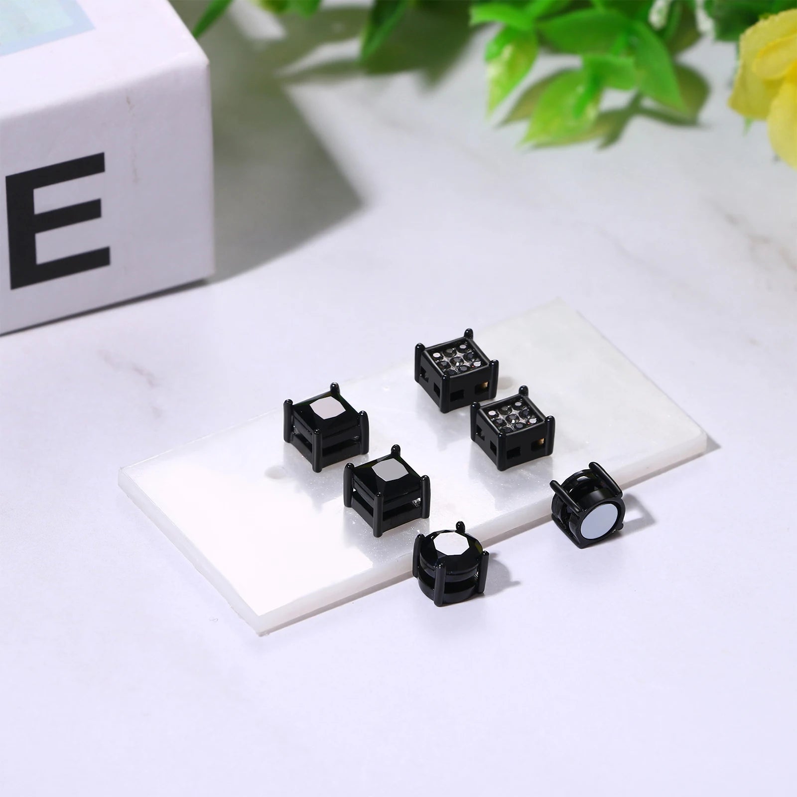 BONISKISS 4 pairs of Neutral Magnetic Stud Earrings Hypoallergenic Stainless Steel Cubic Zircon Clip Earrings Women Jewelry