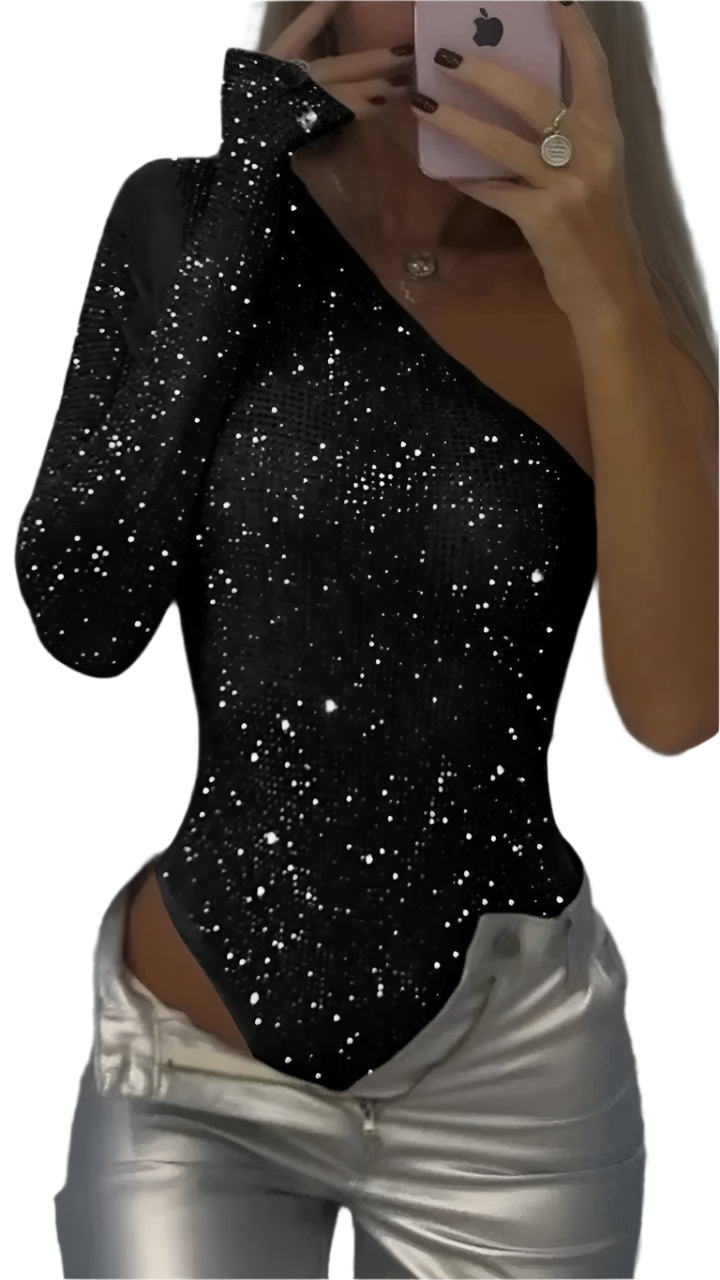 One-Shoulder Metallic Top