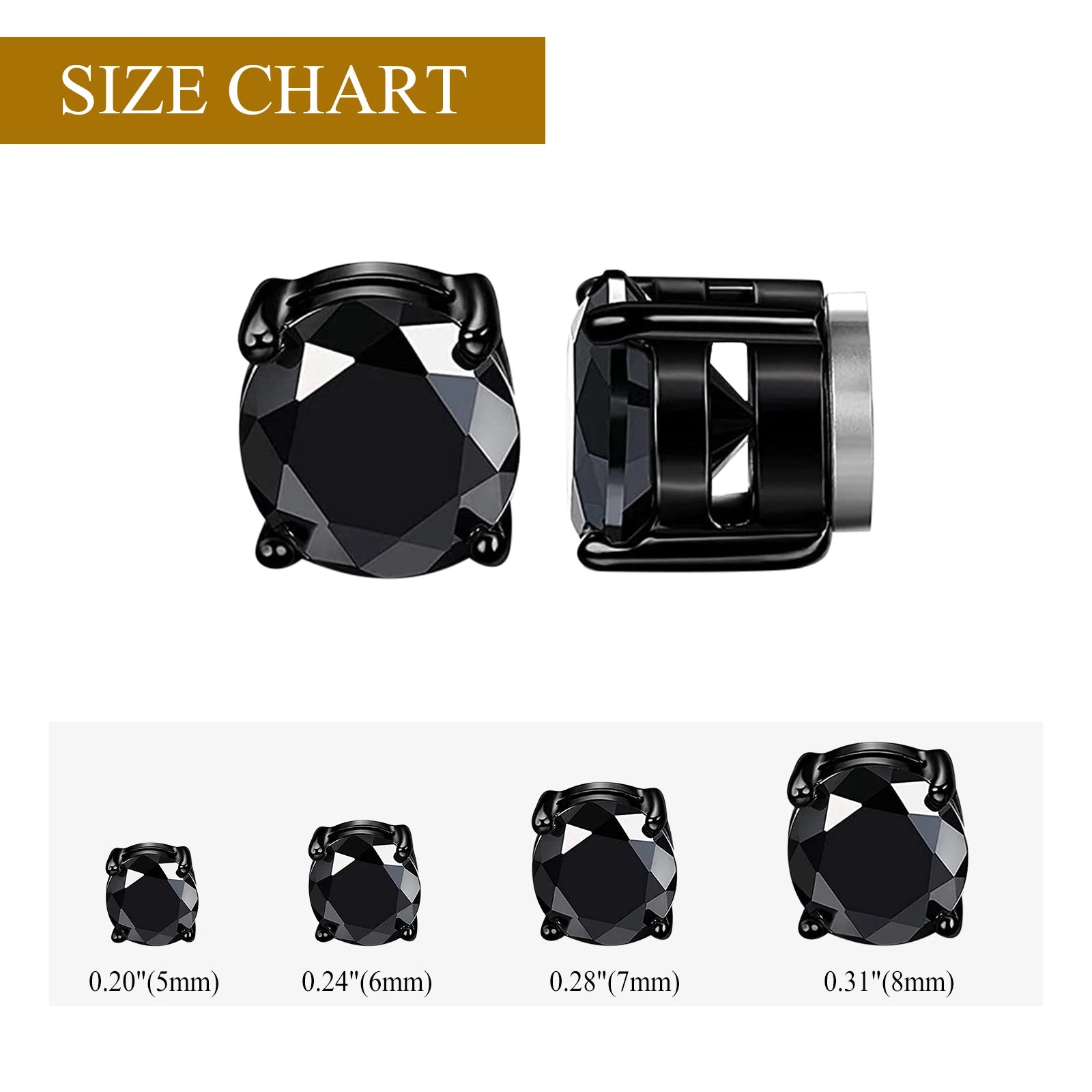 BONISKISS 4 pairs of Neutral Magnetic Stud Earrings Hypoallergenic Stainless Steel Cubic Zircon Clip Earrings Women Jewelry