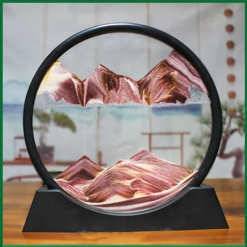3D Moving Sand Art Picture Round Glass Deep Sea Sandscape Hourglass Quicksand Craft Flowing Sand Painting Office Home Decor Gift