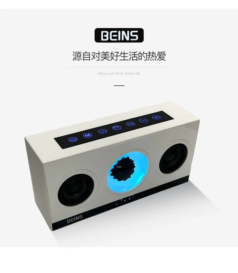 Magnetic Fluid Pickup Bluetooth Speaker with Clock Powerful HIFI Stereo Surround Subwoofer BT5.3 Game Desktop TF AUX USB Audio