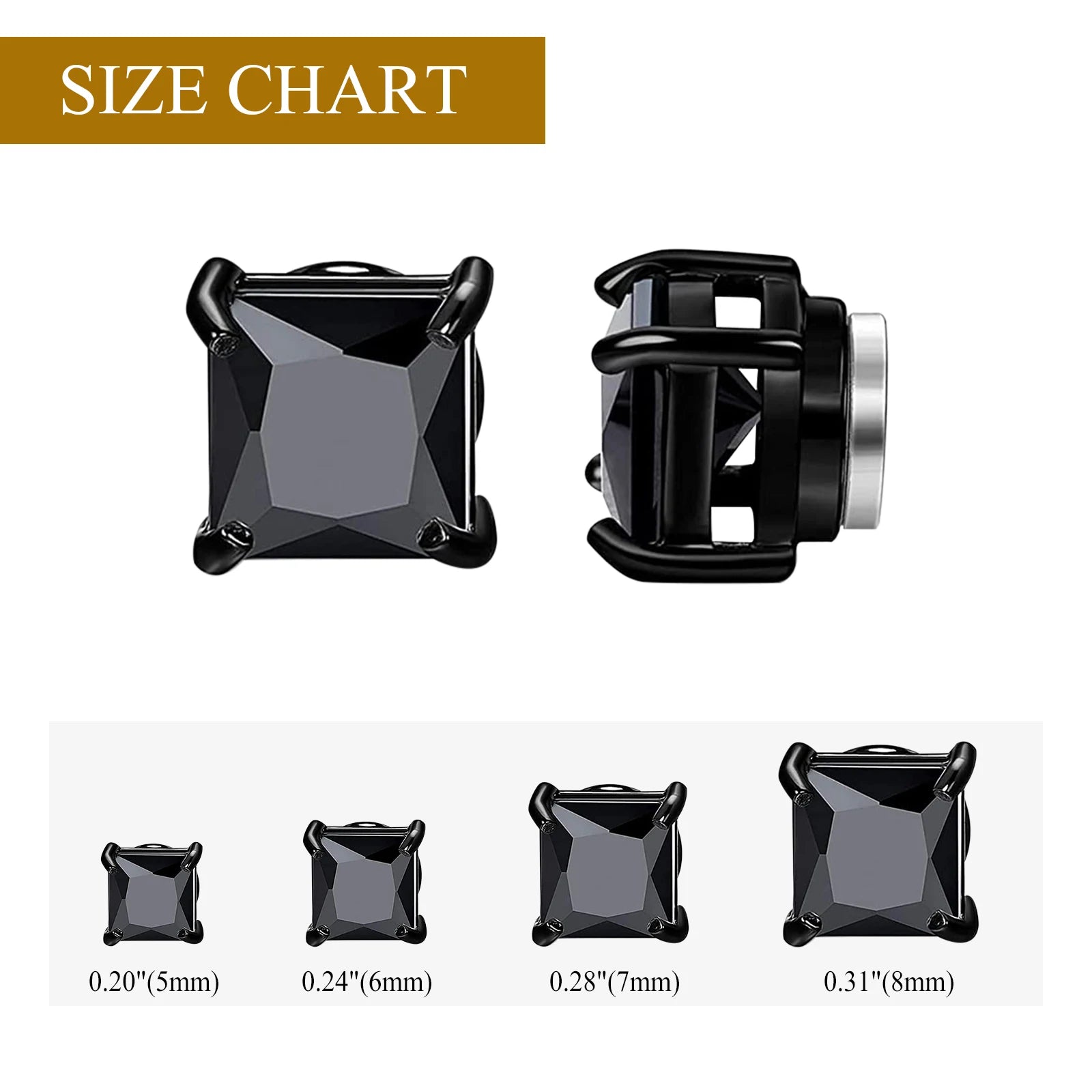 BONISKISS 4 pairs of Neutral Magnetic Stud Earrings Hypoallergenic Stainless Steel Cubic Zircon Clip Earrings Women Jewelry