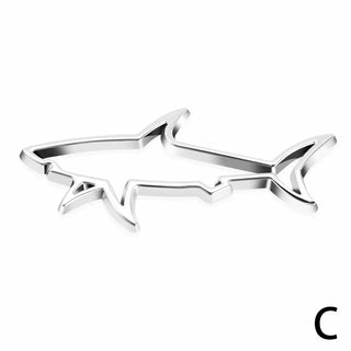3D Metal Car Styling Sticker Hollow Fish Shark Emblem Badge Decals Automobiles Motorcycle Computer Fuel Cap Accessories Decals - Sliver / China