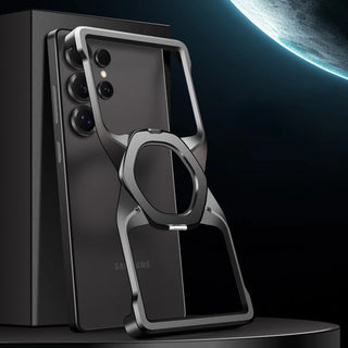 Magnetic Metal Frame Phone Case - Black / For Galaxy S25 Plus