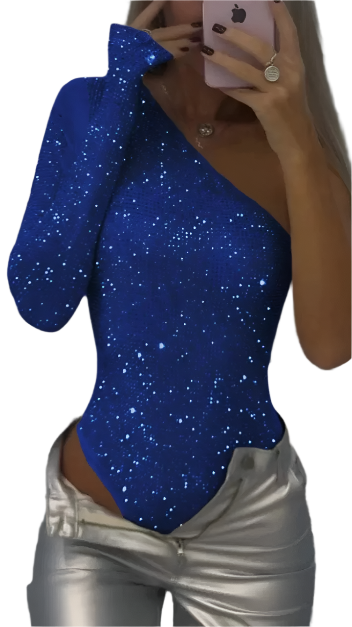 One-Shoulder Metallic Top