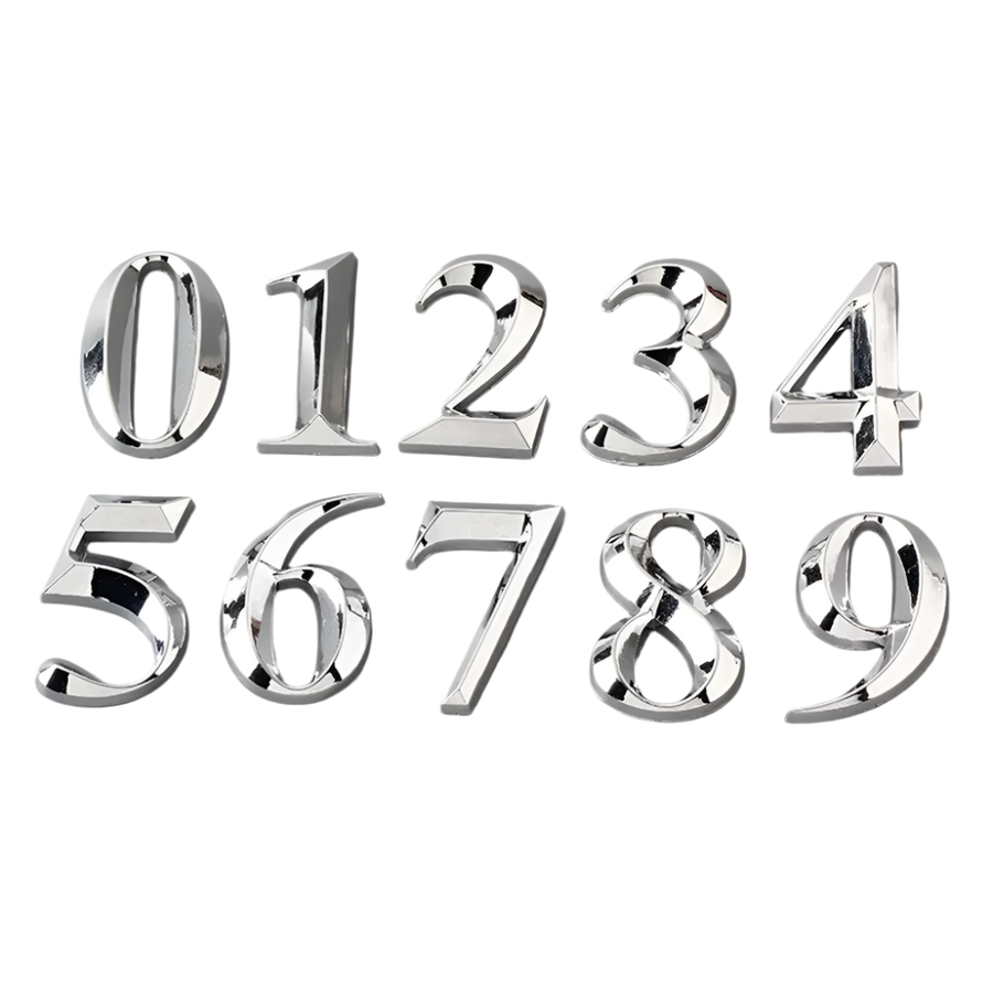 Liquid Metal Number Stickers