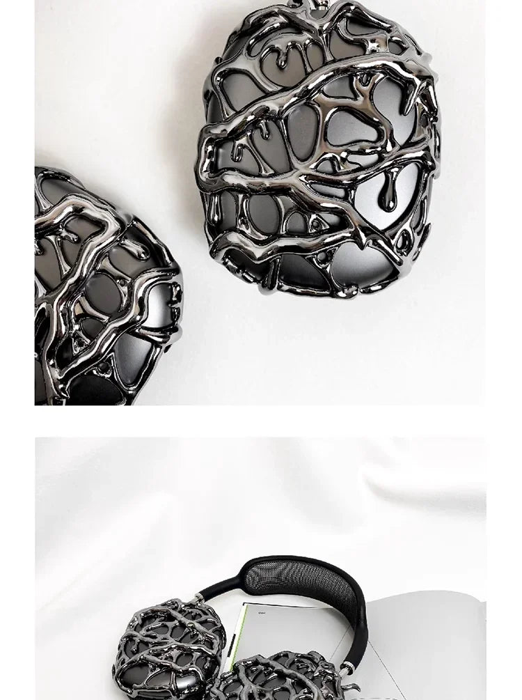 Original Airpods Max Cases Cover Cool Decoration Metallic Liquid Thorn Design Suitable for Headphones Headset Accessories Y2K