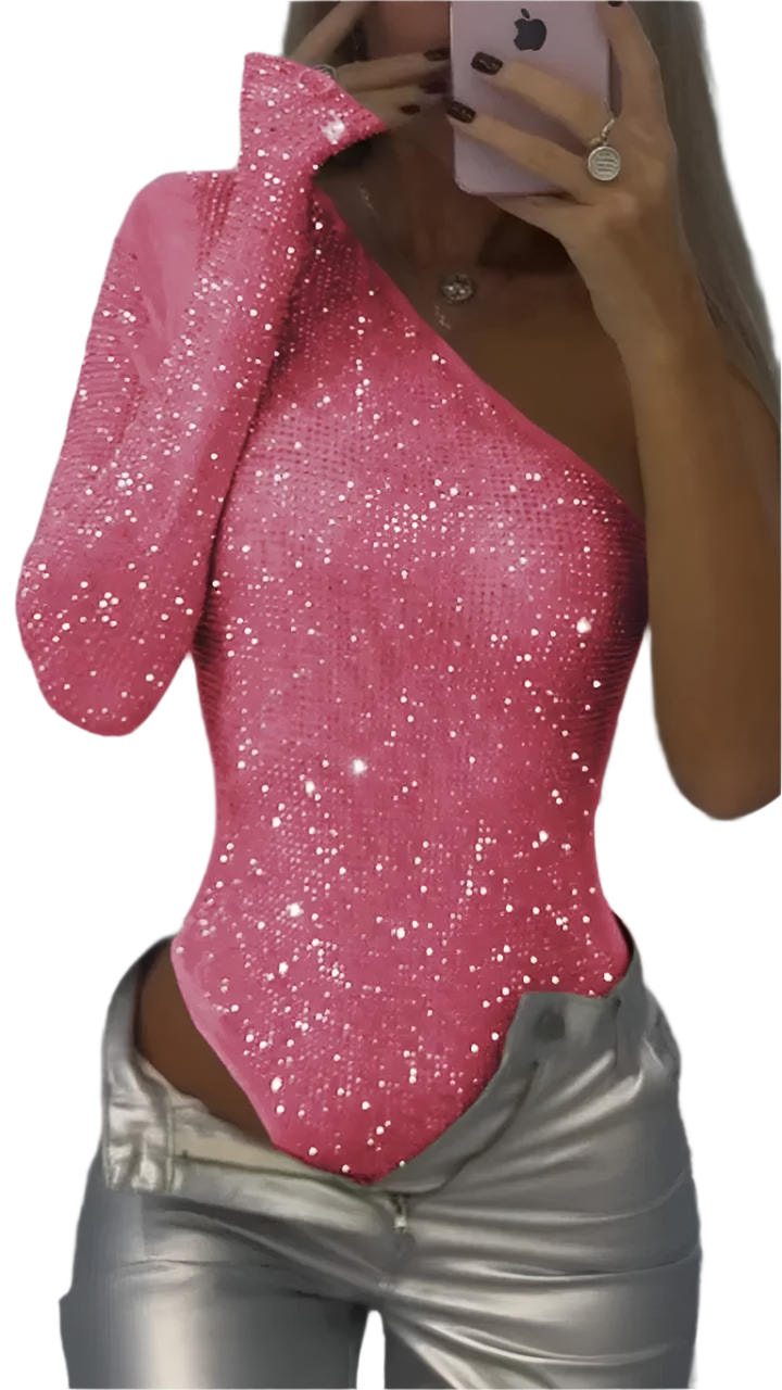 One-Shoulder Metallic Top